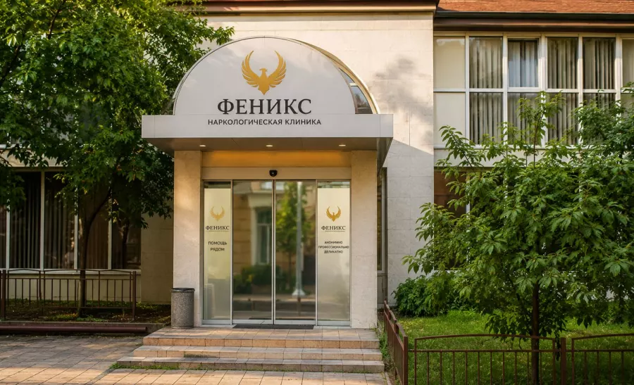 Вход в наркологическую клинику «Феникс» в Шахтах